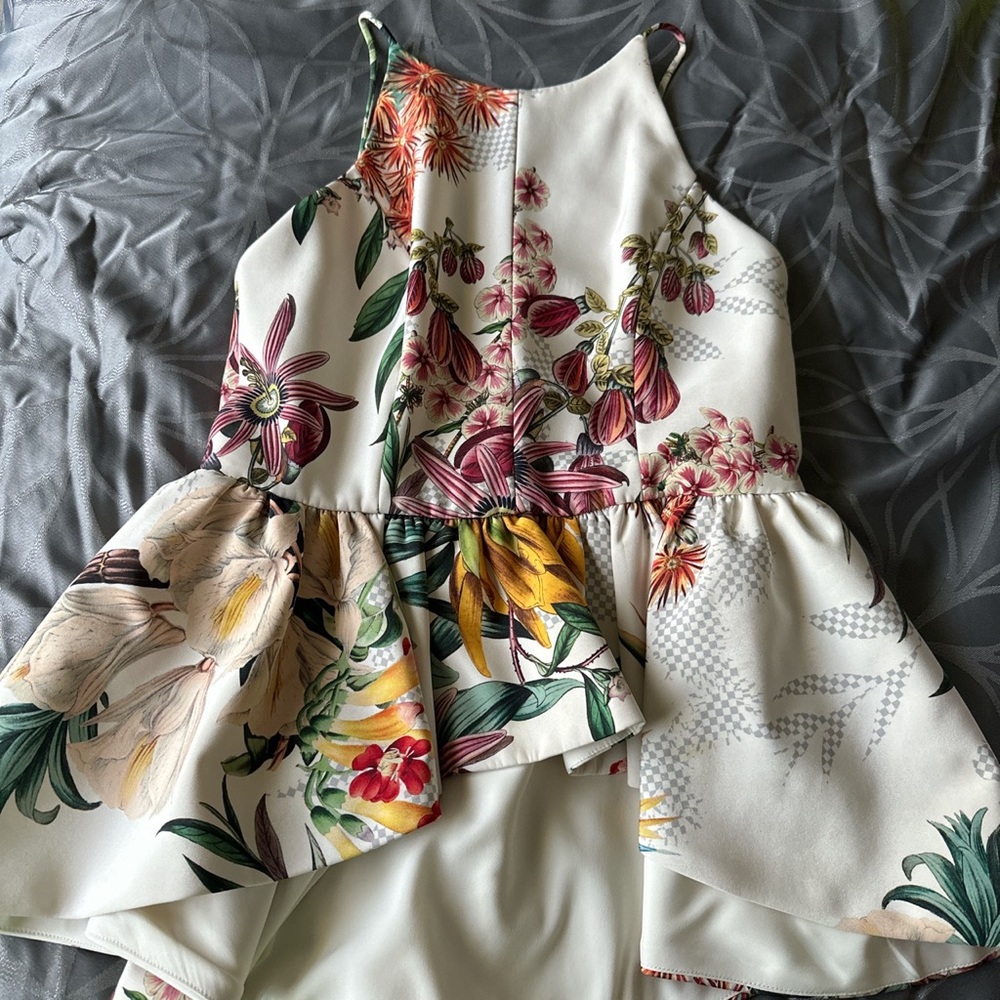 Anthropologie Cameo Dahlia Botanical
Peplum Top